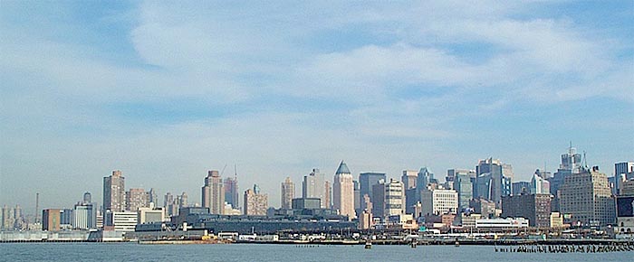 NY skyline as seen from ferry that circumnavigates Manhattan